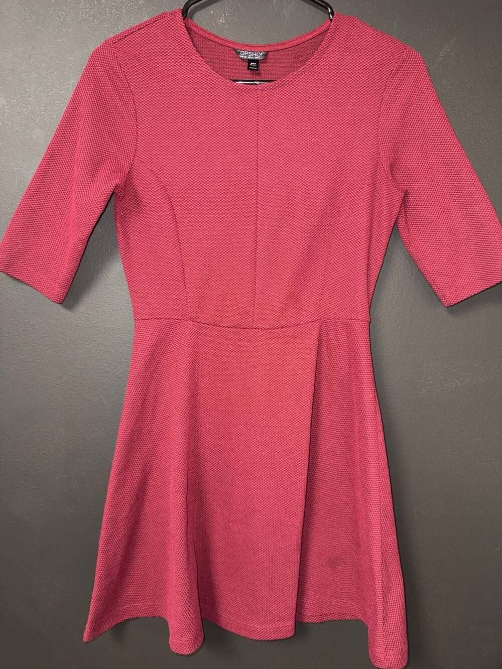 Topshop Textured Short Sleeve Skater Dress Size US 4